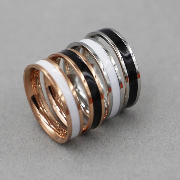 Silver Coat Pipe Wedding Band Titanium Steel Ring - Picture 6 of 15